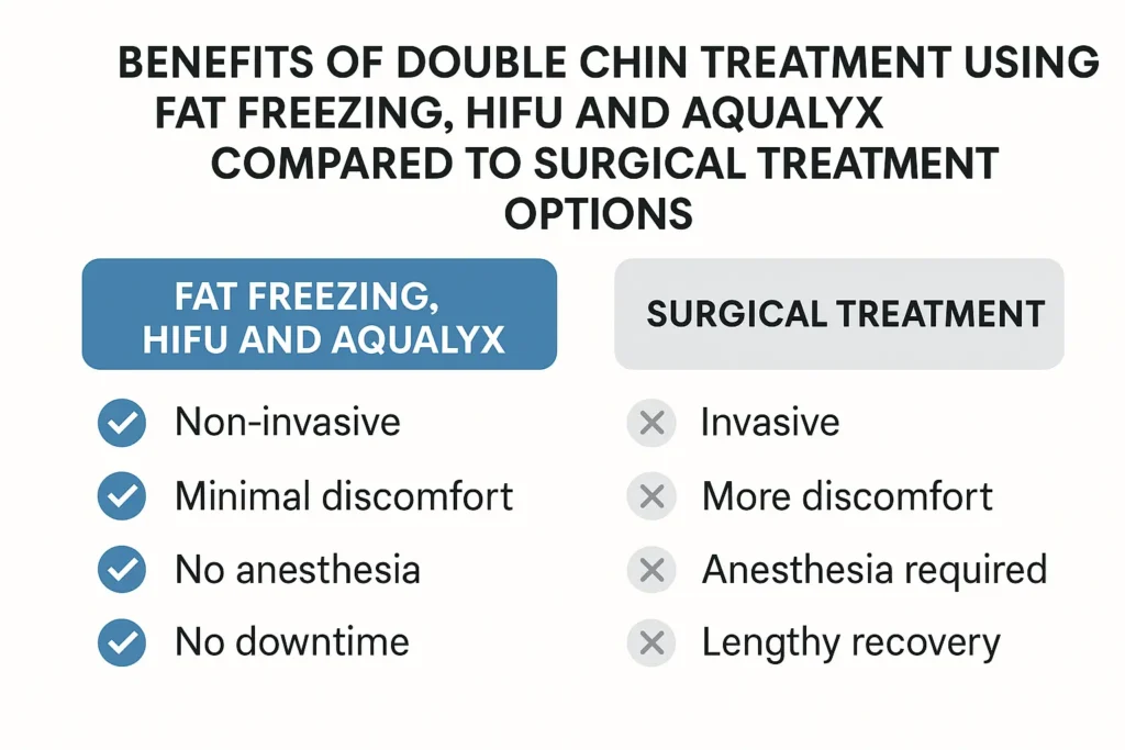 Graphic about the benefits of double chin treatment Bushey - from LA LIPO