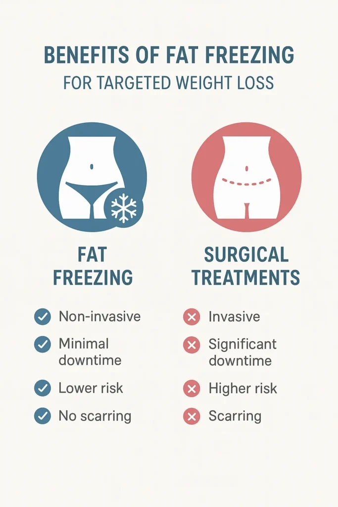graphic showing the benefits of fat freezing Bushey